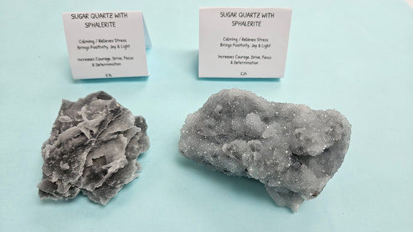 Crystals - Sugar Quartz with Sphalerite Cluster