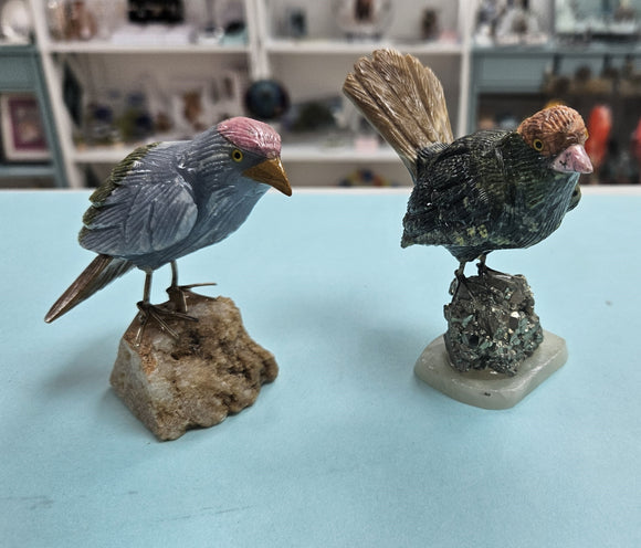 Hand Carved Crystal Quartz Birds