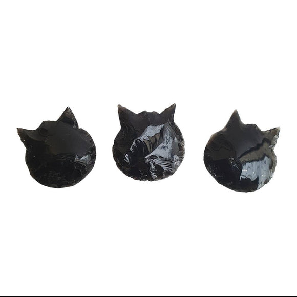 Crystal Cat Face - Black Obsidian