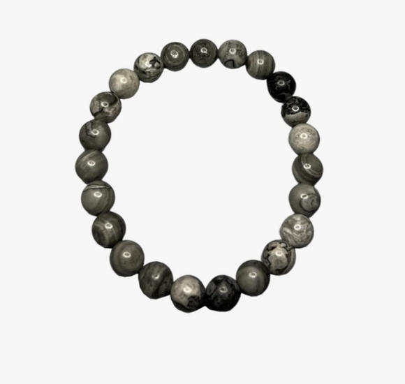 Crystal Bead Bracelet - Grey Aventurine