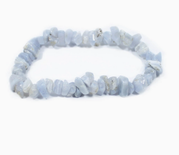 Gemstone Chip Stretch Bracelet - Blue Lace Agate