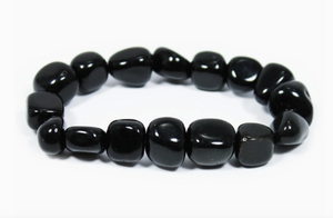 Gemstone Tumble Stretch Bracelet - Black Obsidian