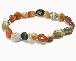 Gemstone Tumble Stretch Bracelet - Ocean Jasper