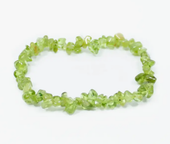 Gemstone Chip Stretch Bracelet - Peridot