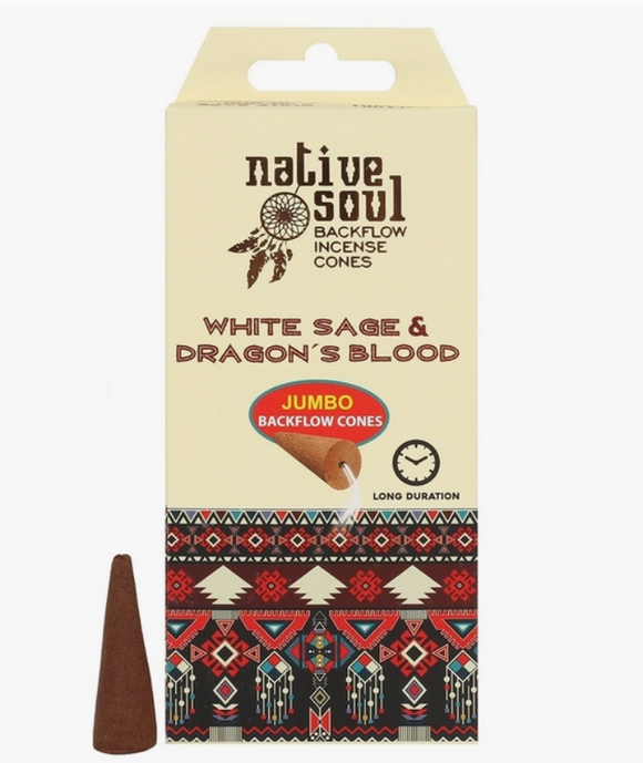 Native Soul - Backflow Incense Cones - White Sage & Dragons Blood