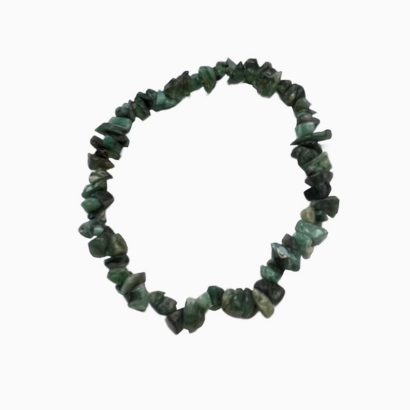 Gemstone Chip Stretch Bracelet - Emerald