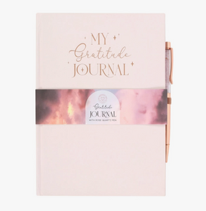 Gratitude Journal with Rose Quartz Crystal Chip Pen