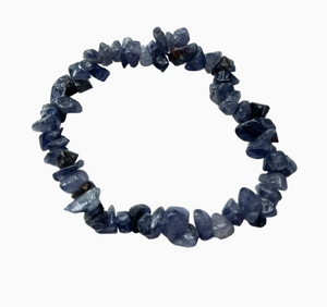 Gemstone Chip Stretch Bracelet - Iolite