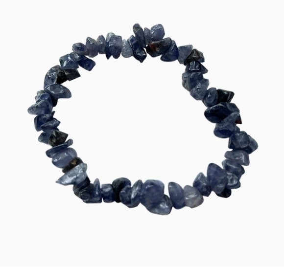 Gemstone Chip Stretch Bracelet - Iolite