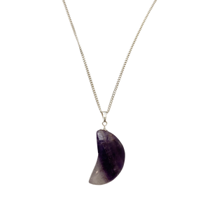 Crystals - Crescent Moon Pendant - Amethyst