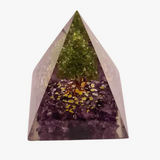 Orgone Reiki Healing Pyramid - Tree of Life - Amethyst & Green Aventurine