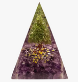Orgone Reiki Healing Pyramid - Tree of Life - Amethyst & Green Aventurine