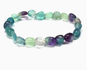 Gemstone Tumble Stretch Bracelet - Rainbow Fluorite