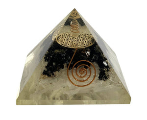 Orgone Reiki Healing Pyramid - Black Tourmaline & Selenite