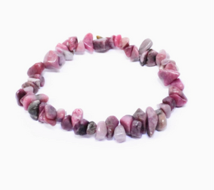 Gemstone Chip Stretch Bracelet - Rhodonite