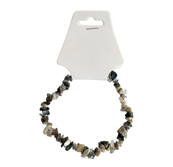 Gemstone Chip Stretch Bracelet - Dendritic Opal