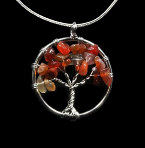 Crystals - Tree of Life Pendant - Carnelian