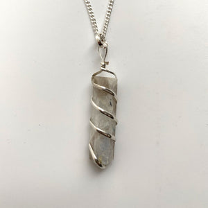 Wire Wrapped Pendant - Rainbow Moonstone