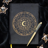 Notebook - Astrology Wheel & Black Obsidian Pen