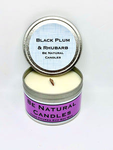 Be Natural - Tinned Soy Candle - Black Plum & Rhubarb